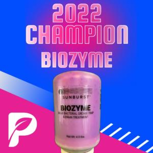 March Madness 2022 Winner Image with a blue and pink background and the Biozyme capsule in the middle.
